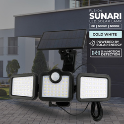 Lampa solarna LED SUNARI FLS-04 108*SMD PIR 8W 600lm 6000K 2400mAh Li-Ion Forever Light