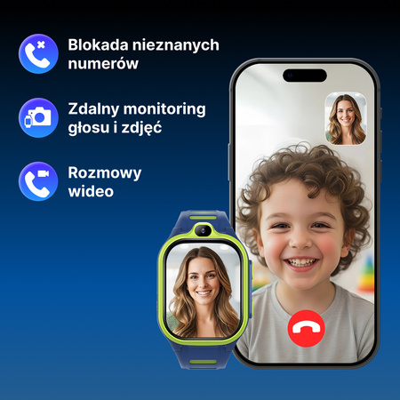 Smartwatch dziecięcy AI Forever Boost KW-530 GPS WiFi 4G – Inteligentny zegarek dla dzieci z lokalizatorem, rozmowami wideo i przyciskiem SOS (niebieski)