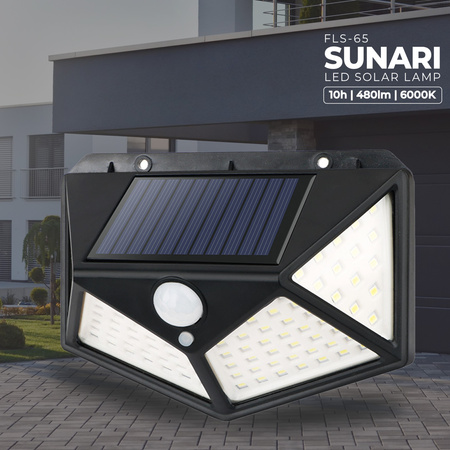 Lampa solarna LED SUNARI FLS-65 100*SMD PIR 6W 480lm 6000K 1200mAh Li-Ion Forever Light