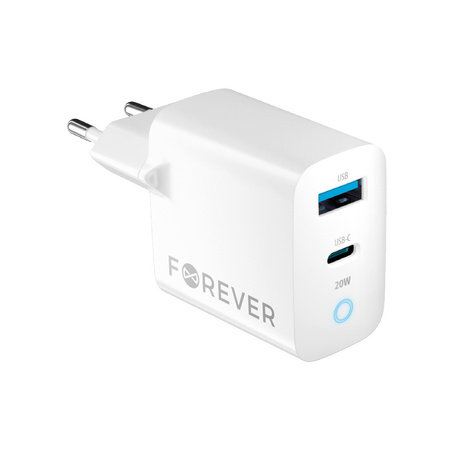 Forever ładowarka sieciowa PD QC TC-06-20AC 1x USB-C 1x USB 20W biała