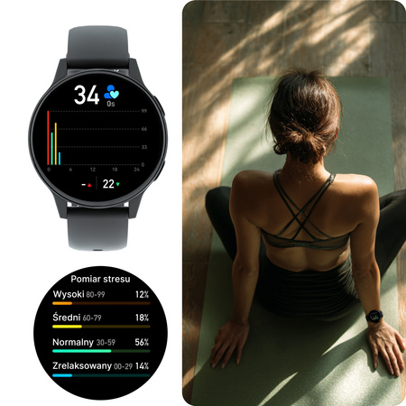 Smartwatch Forever iGO Watch 4! JW-600 Bluetooth 5.3 AMOLED IP67 – Inteligentny zegarek z rozmowami Bluetooth, monitorowaniem zdrowia i 2 paskami Czarny