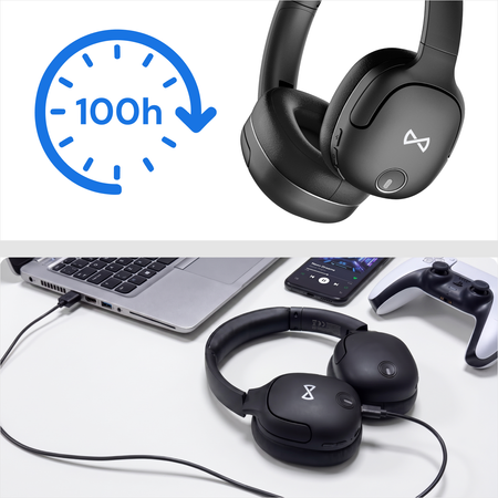 Słuchawki bezprzewodowe Forever FS-300E Bluetooth 5.3 AUX USB-C Hybrid ANC Czarne