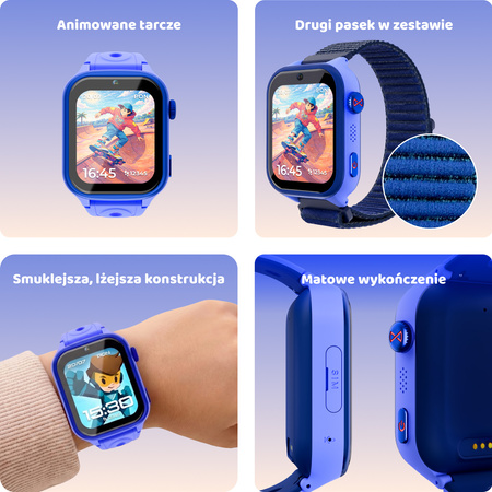 Smartwatch dziecięcy AI Forever Bro KW-540 GPS WiFi 4G IPS – Inteligentny zegarek dla dzieci z lokalizatorem, rozmowami wideo i przyciskiem SOS Niebieski
