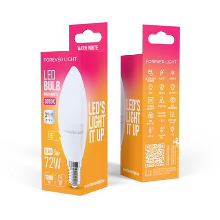 Forever Light Żarówka LED E14 C37 8.5W 1000lm 3000K klasa E