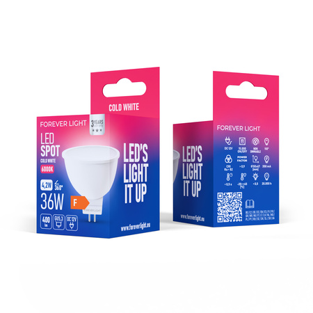 Forever Light Żarówka LED GU5,3 MR16 4.2W 400lm 6000K 12V klasa F