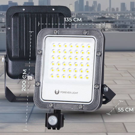 Naświetlacz LED PROXIM+ 30W 6500K 4500lm PIR 230V IP65 Forever Light 150lm/W 5 lat gwarancji