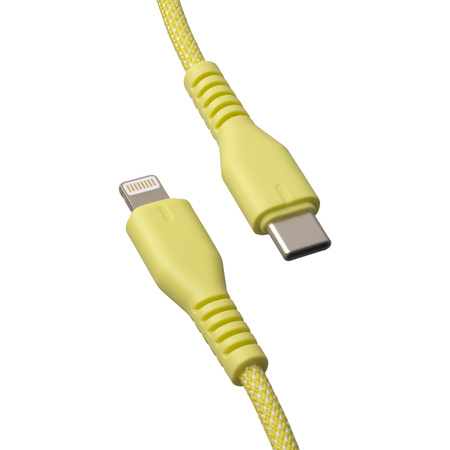 QUALO kabel nylonowy USB-C - Lightning 1,5m 2,4A zółty QKN-CL-05