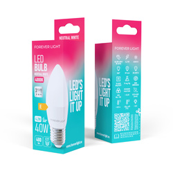Forever Light Żarówka LED E27 C37 4.2W 480lm 4000K klasa E