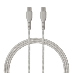 QUALO kabel nylonowy USB-C - USB-C 1,5m 3A 60W szary QKN-CC-18