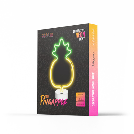 Neon na podstawce LED ANANAS żółto zielony NNE05 Neolia