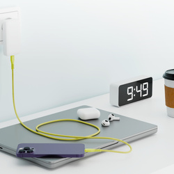 QUALO kabel nylonowy USB-C - USB-C 1,5m 3A 60W żółty QKN-CC-05