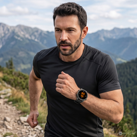 Smartwatch męski Forever SW-900 Focus GPS Bluetooth 5.4 AMOLED IP68 – Inteligentny zegarek z rozmowami Bluetooth, profilami multisportowymi i monitorowaniem zdrowia Czarny