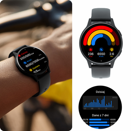 Smartwatch Forever iGO Watch 4! JW-600 Bluetooth 5.3 AMOLED IP67 – Inteligentny zegarek z rozmowami Bluetooth, monitorowaniem zdrowia i 2 paskami Czarny