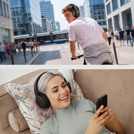 Słuchawki bezprzewodowe Forever FS-300E Bluetooth 5.3 AUX USB-C Hybrid ANC Czarne