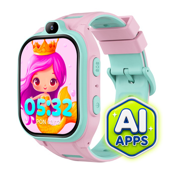Smartwatch dziecięcy AI Forever Boost KW-530 GPS WiFi 4G – Inteligentny zegarek dla dzieci z lokalizatorem, rozmowami wideo i przyciskiem SOS (różowy)
