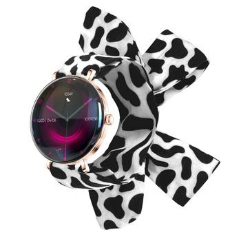 Smartwatch damski Forever SB-370 Lucca Bluetooth 5.3 AMOLED IP68 – Inteligentny zegarek z rozmowami Bluetooth, funkcjami zdrowia i 2 paskami Różowe Złoto - Łaciaty Pasek