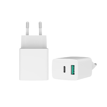 Forever recykling ładowarka sieciowa USB + USB-C 20W LSR20-AC-00 biała