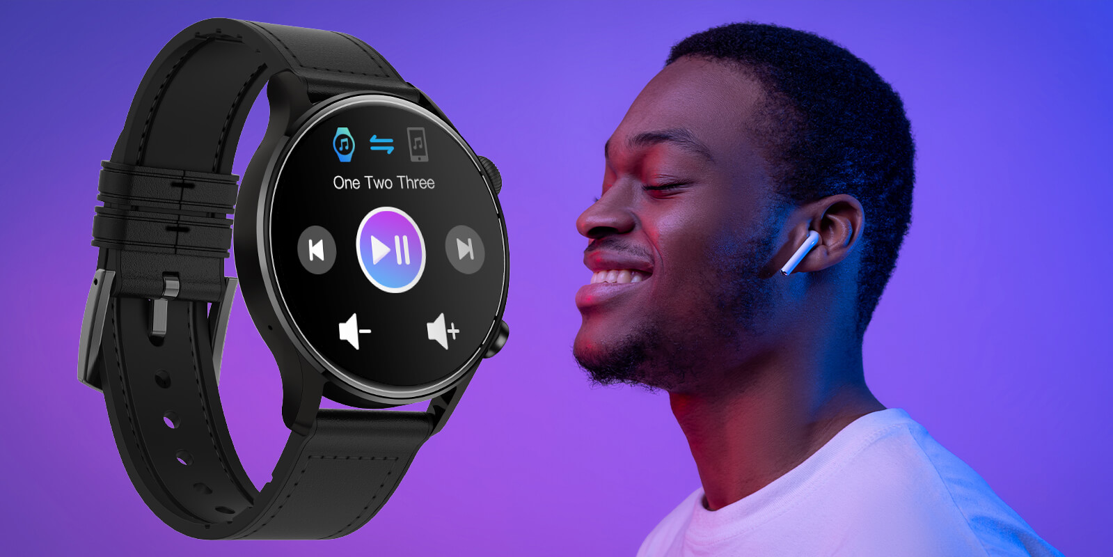 Smartwatch umożliwiający słuchanie muzyki za pośrednictwem zegarka