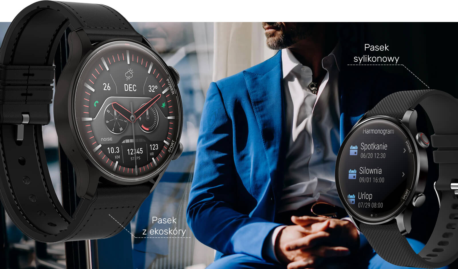 Zegarek smartwatch z wymiennymi paskami