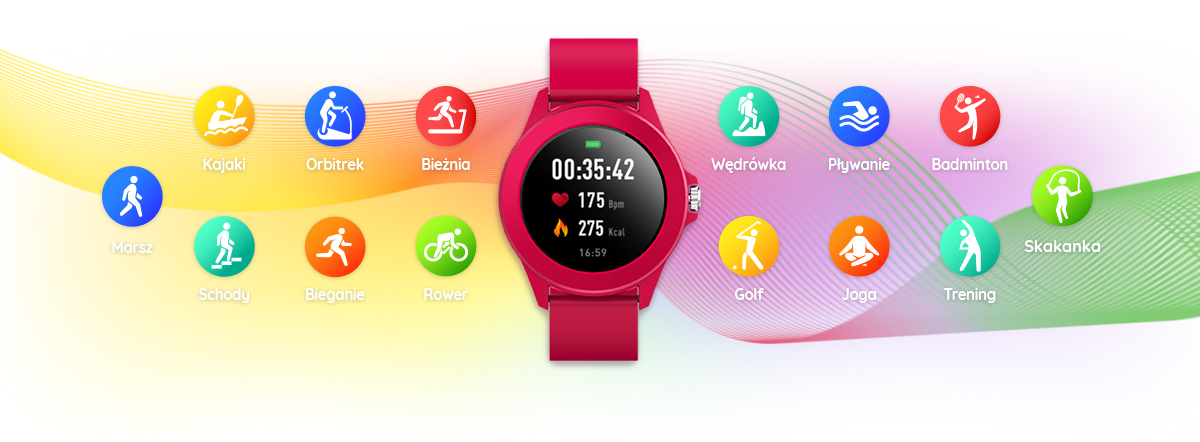 Magenta sportowy smartwatch Colorum